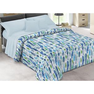 Quilt Trapuntino Piumino Estivo 100gr/mq Microfibra Disegno Diadema Aquarello Azzurro