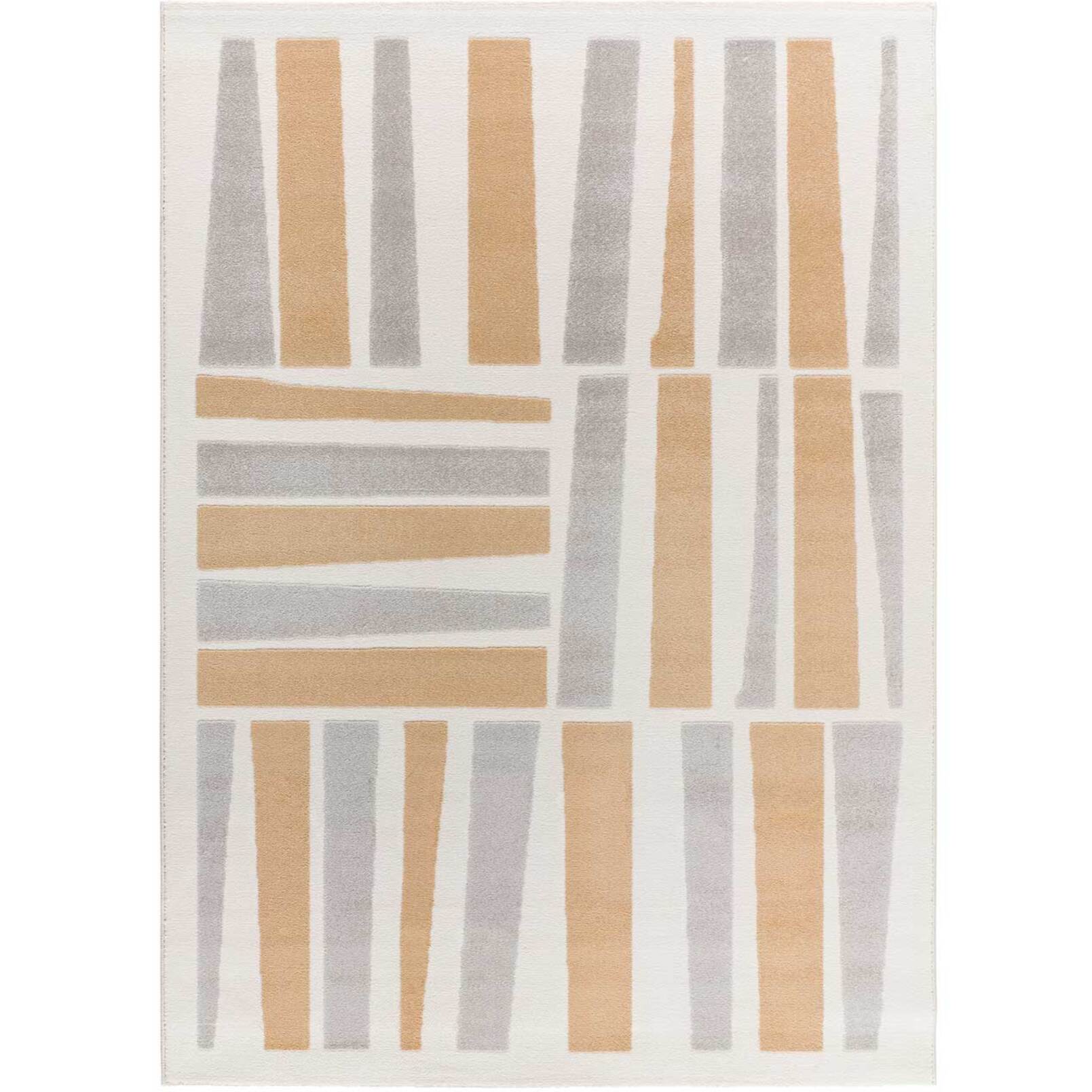 FLORA Alfombra geométrica con relieve en tonos beige y gris, varias medidas disponibles