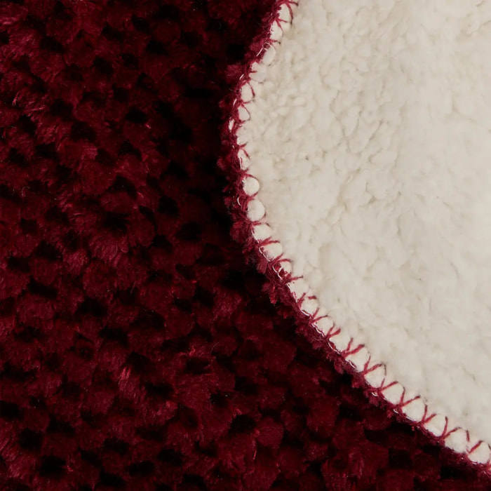 Plaid flanelle effet sherpa Lyno rouge grenat 170x130cm