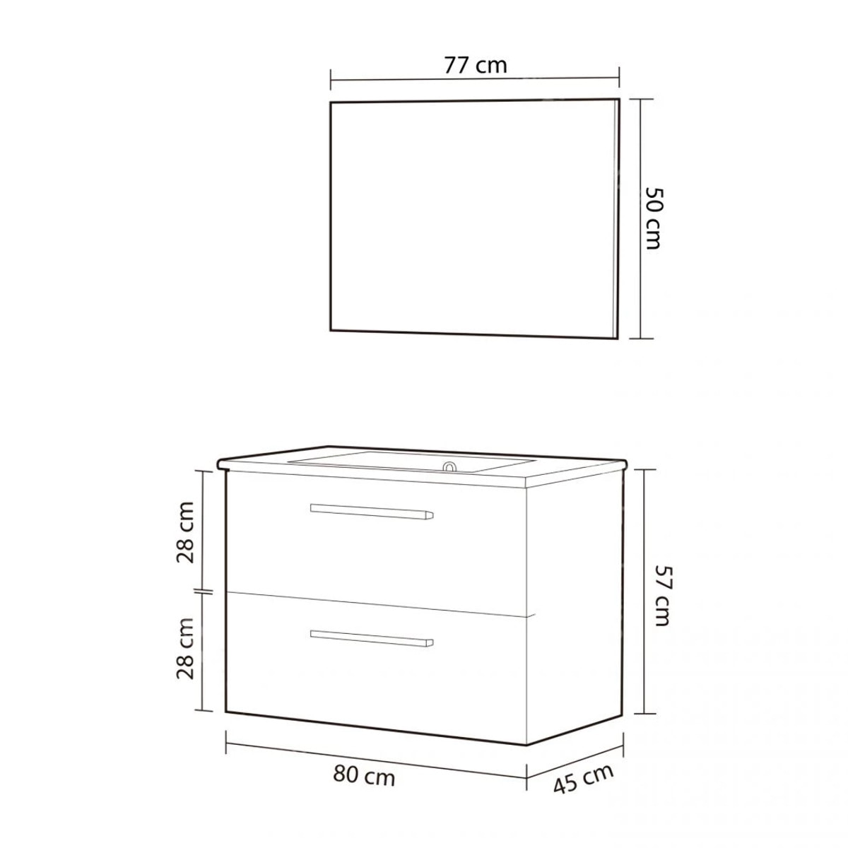 Mueble de baño Aruba 2 cajones + espejo Cemento