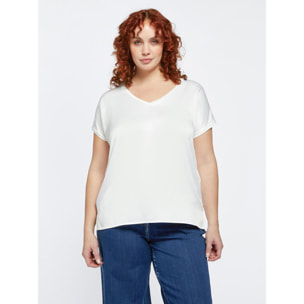 Fiorella Rubino - T-shirt in due tessuti - Bianco