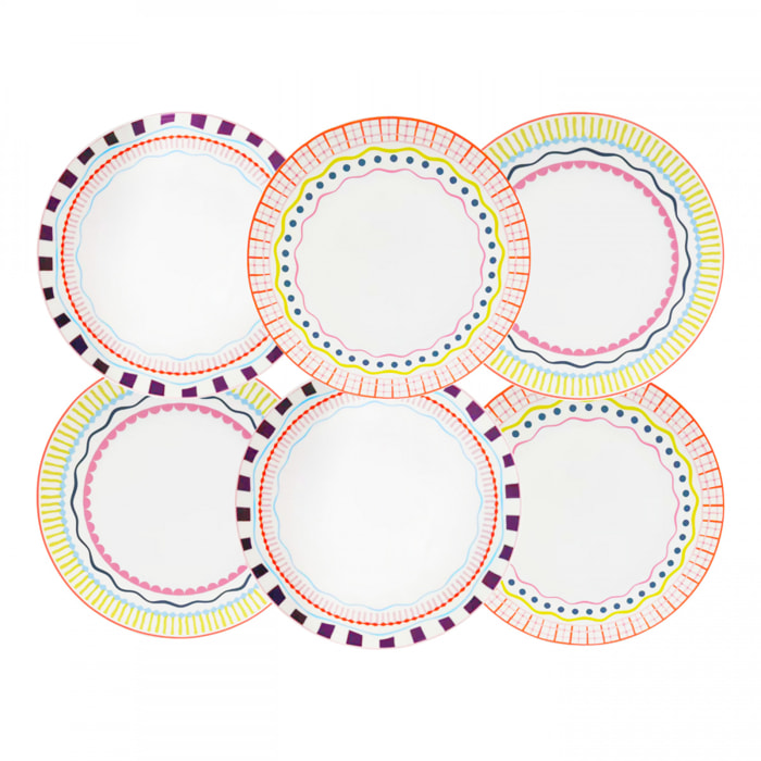 Lot de 6 grandes assiettes, RELAX SUNSET