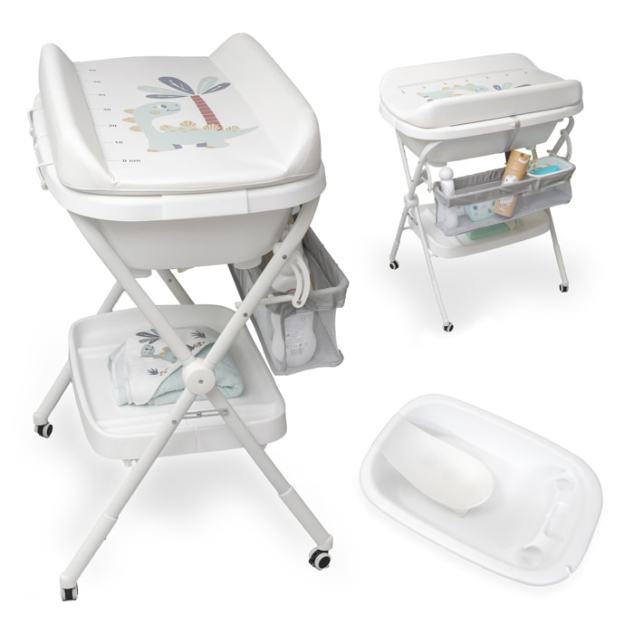 Bañera Bebe Plegable con Cambiador y Hamaca, modelo Dino