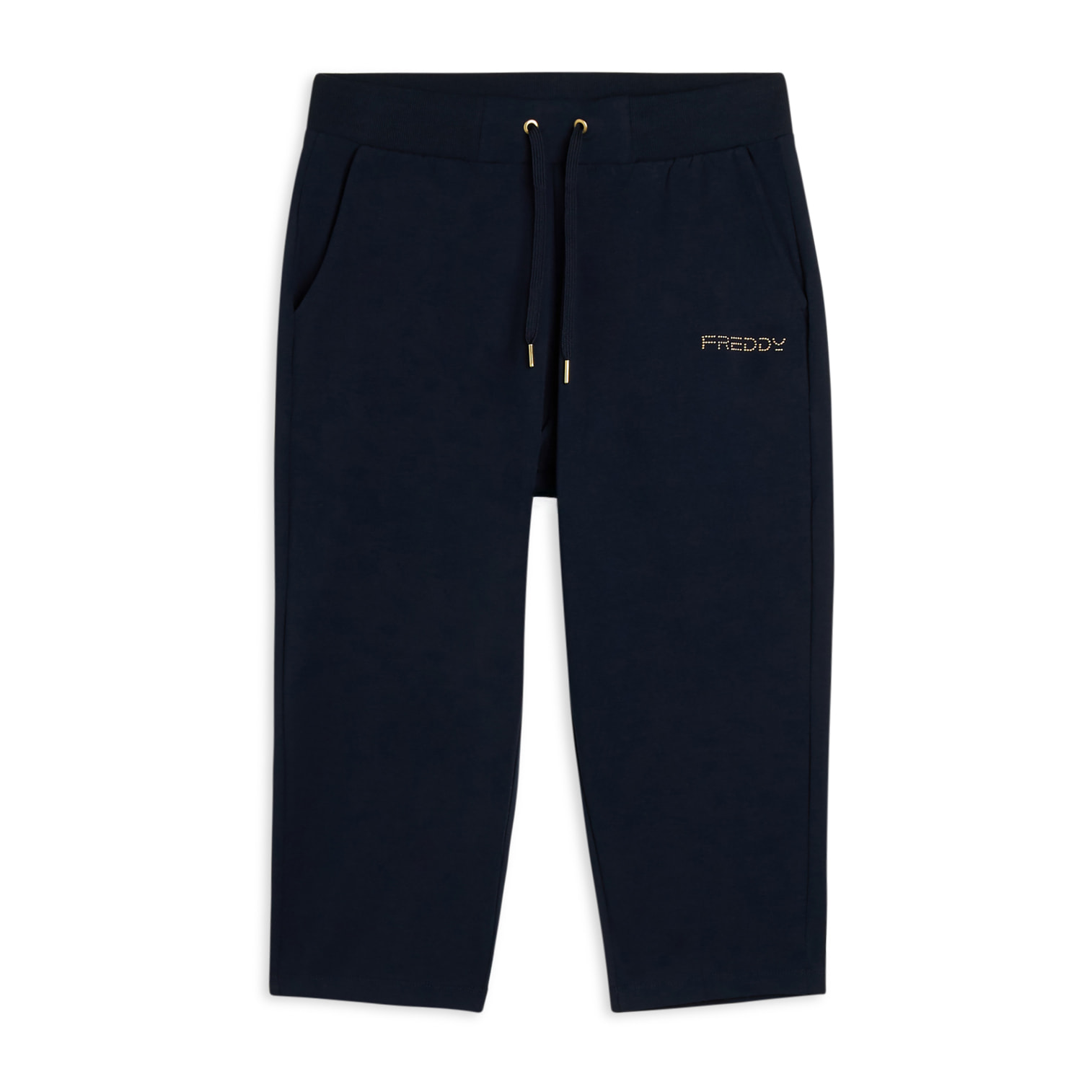 Pantaloni corsaro in jersey con logo perline