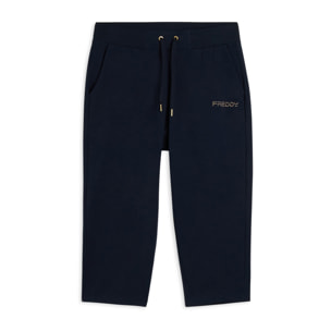 Pantaloni corsaro in jersey con logo perline