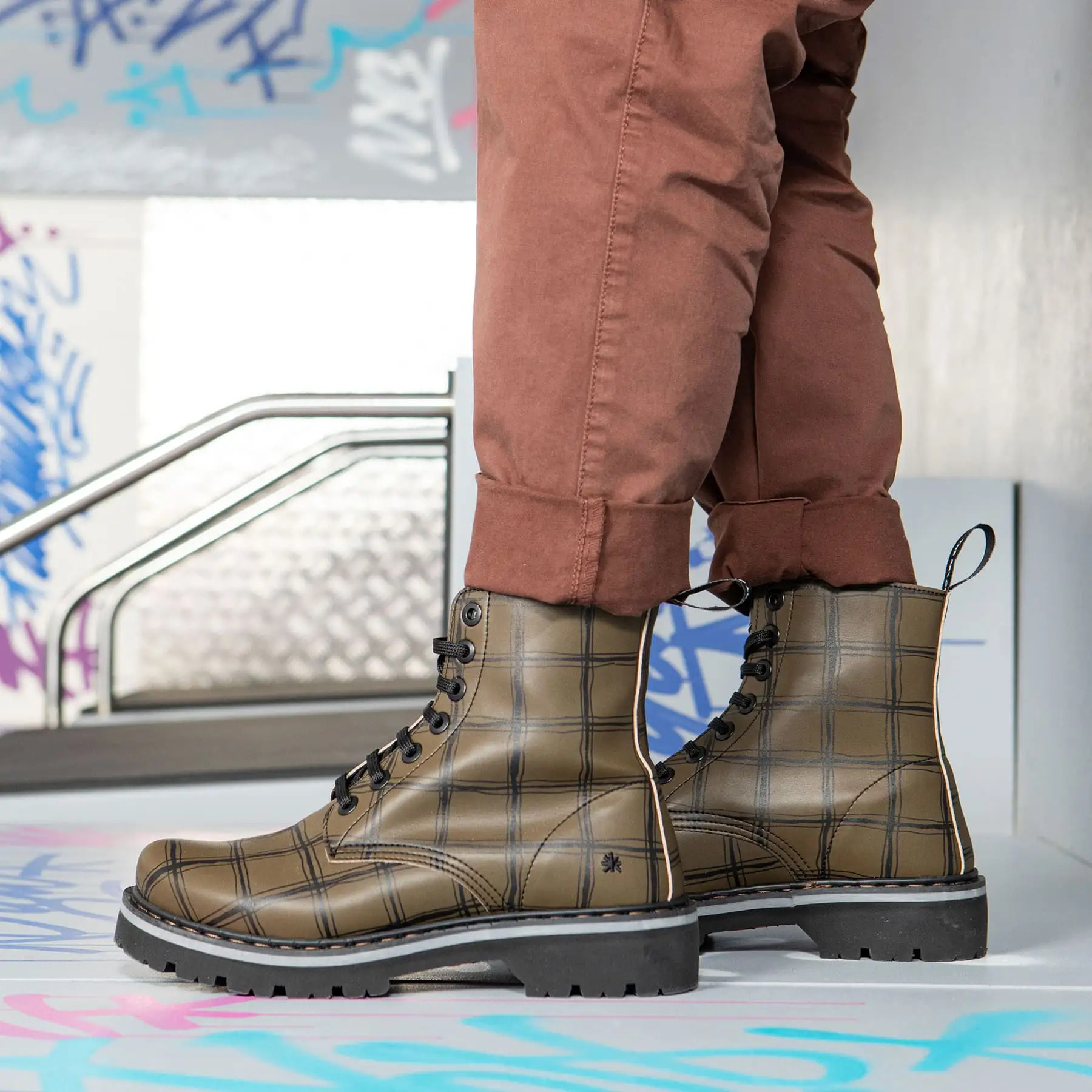 Botines 1166P FANTASY KAKI TARTAN / MARINA color Kaki tartan