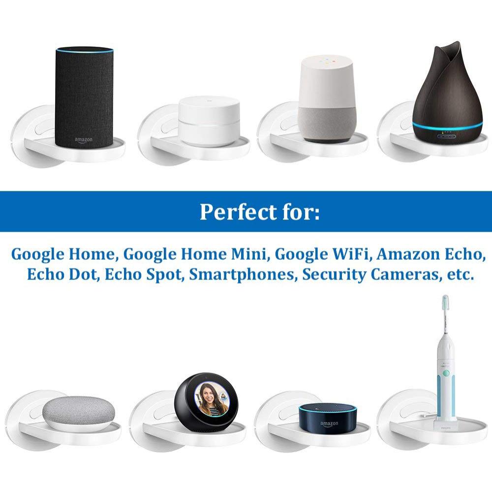 Supporto a parete per Amazon Echo Dot/Spot e Google Home/Mini altoparlanti intelligenti con organizer per cavi