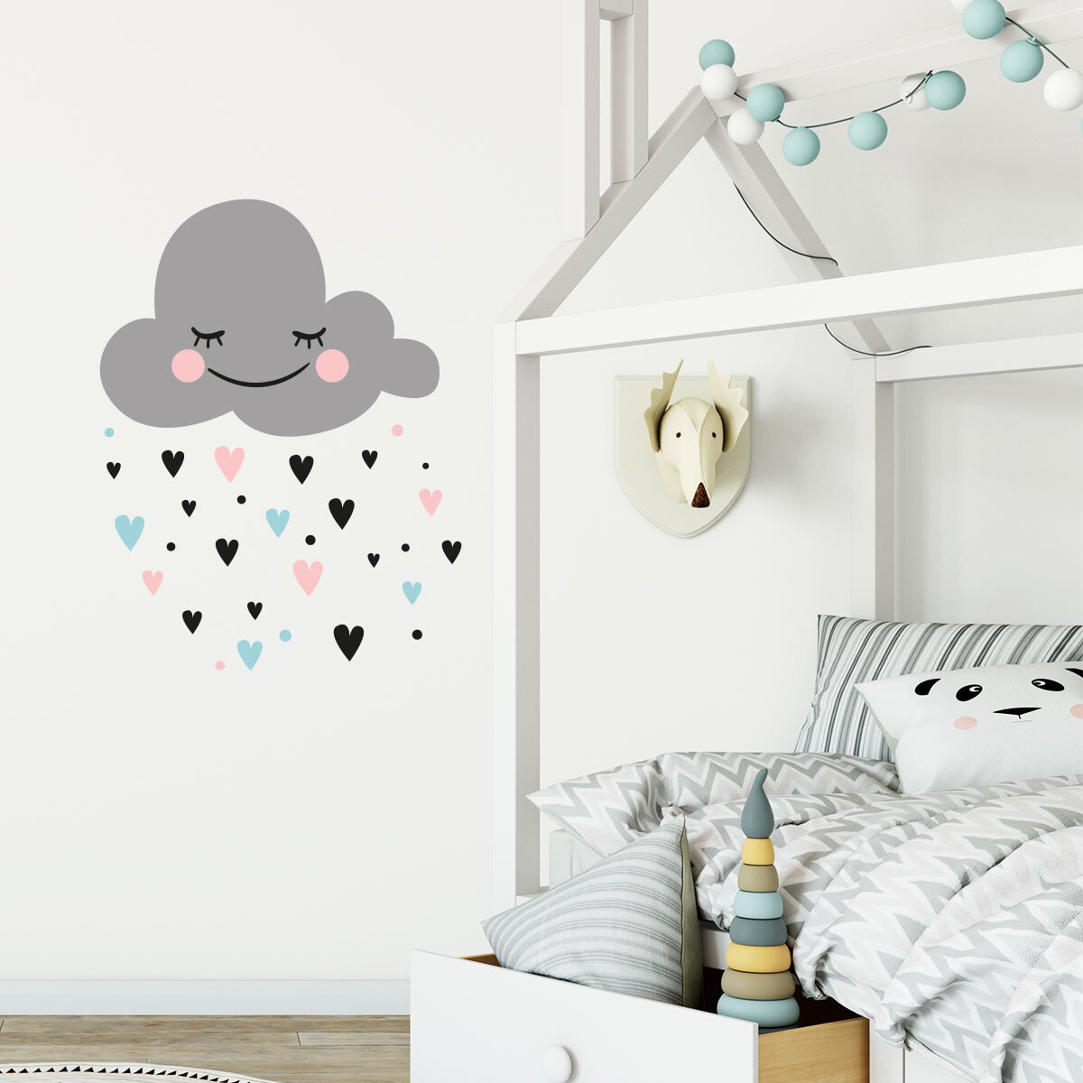 Stickers muraux | Sticker Mural Autocollant - NUAGE D'AMOUR SCANDINAVE - adhésifs fond transparent