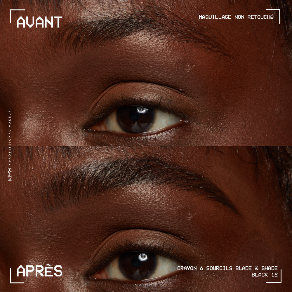 NYX Professional Makeup Blade & Shade, Crayon sourcils double embout, tenue jusqu'à 16h, Black