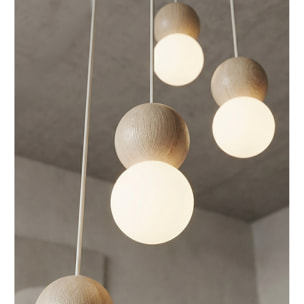 Lampada a sospensione LOOP in acciaio moka e legno