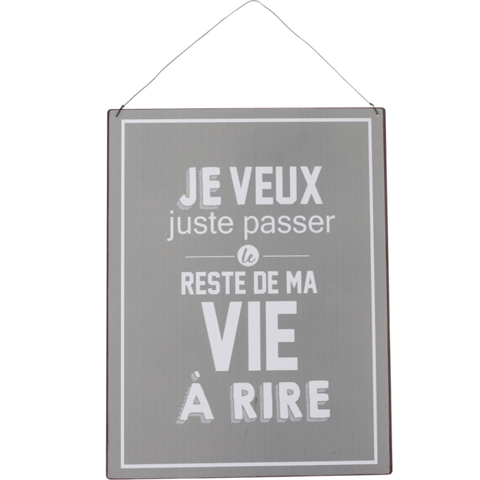 J-Line pancarte Life/Vie Anglais/Francais - métal - gris/blanc