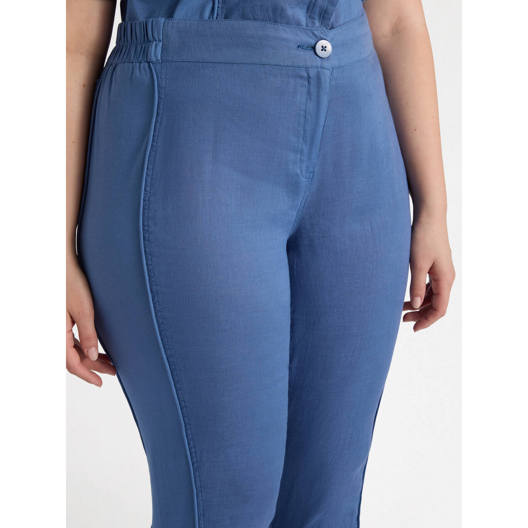 Fiorella Rubino - Pantaloni dritti in lino - Blu