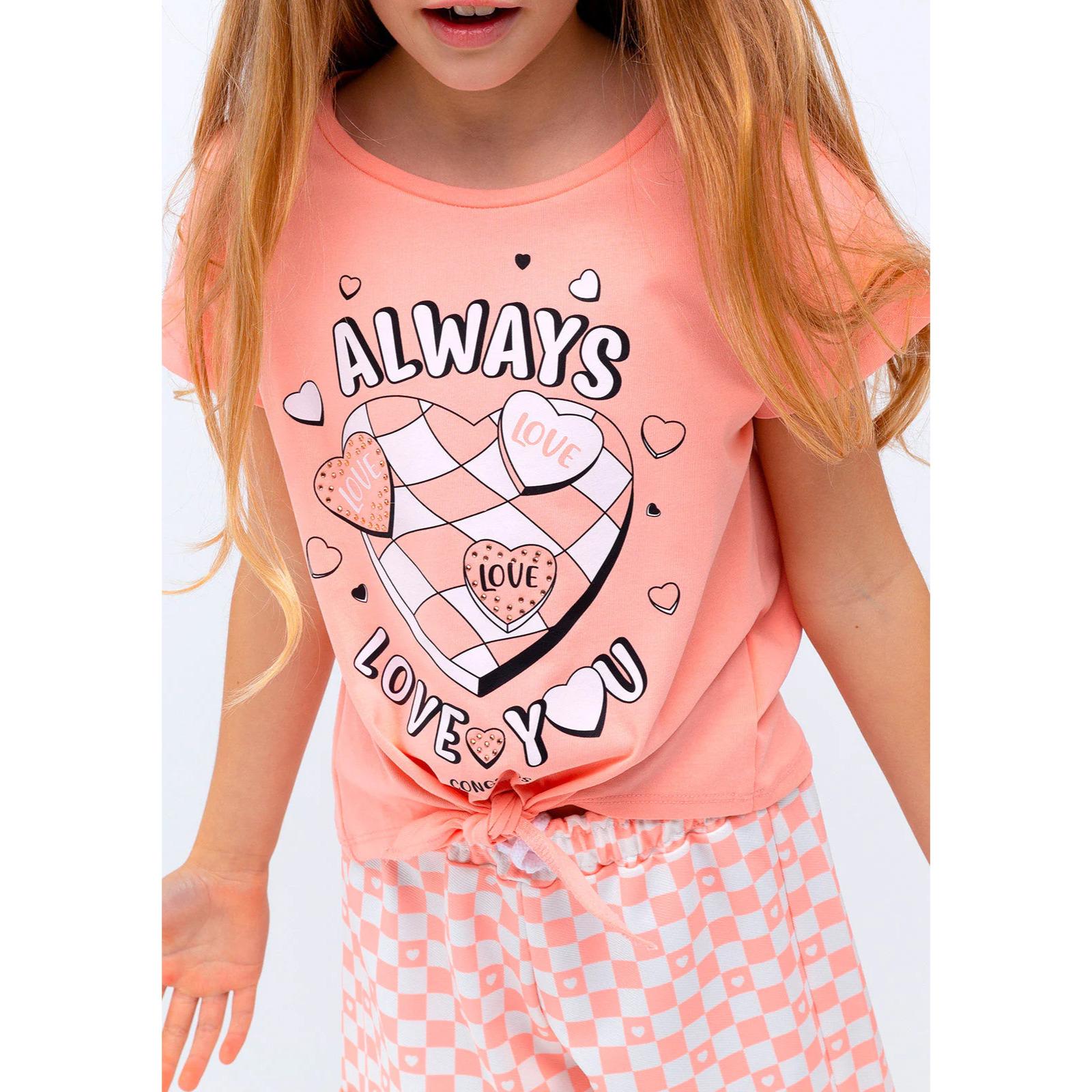 Camiseta De Niña Estampado Anudado En Naranja