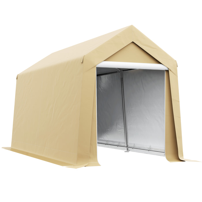Abri de jardin - abri vélo - tente de stockage dim. 2 x 3,6 m - acier galvanisé PE imperméable anti-UV beige