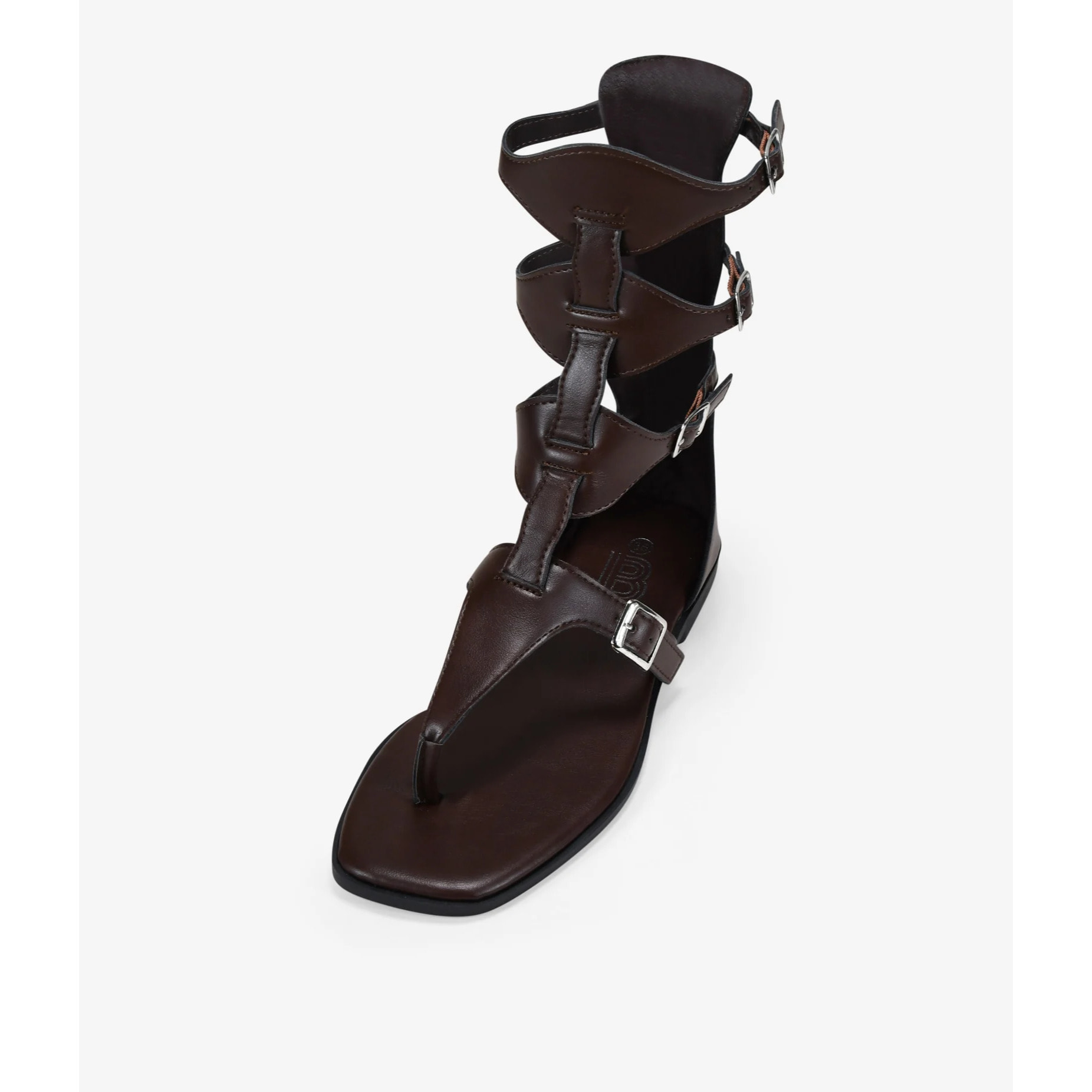 Sandalias gladiadoras marrones con cremallera