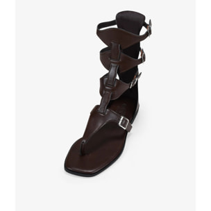 Sandalias gladiadoras marrones con cremallera