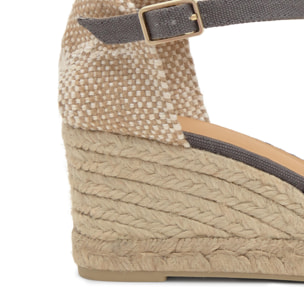 Sandalia de cuña Bianca estilo peep-toe en algodón orgánico lavado