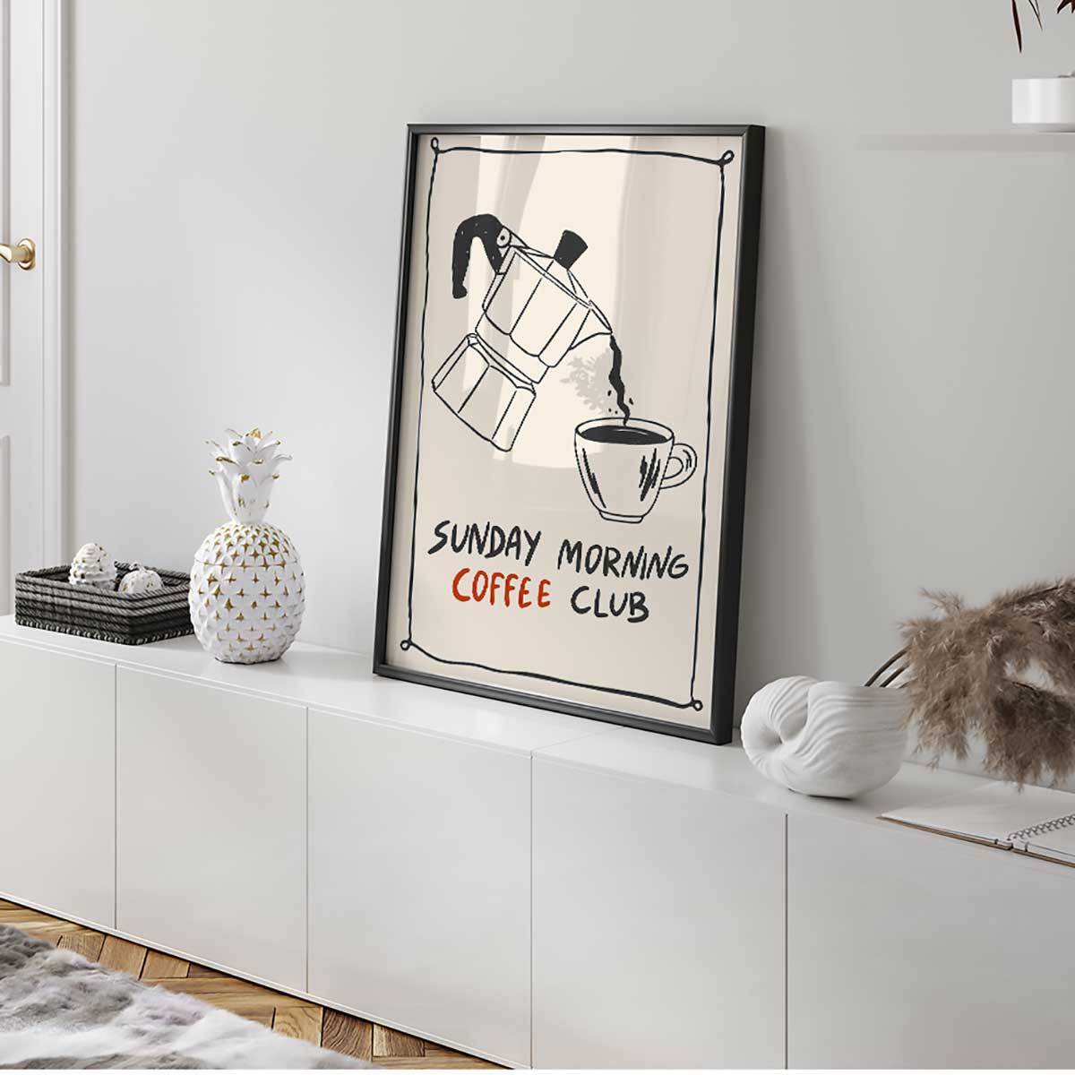 Affiche encadrée sunday morning coffee Affiche + cadre en métal - Noir