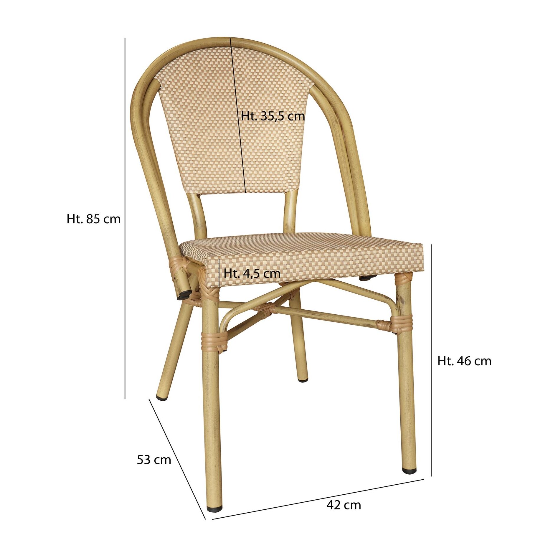 Lot de 2 fauteuils de table beige et structure en aluminium AMALFI