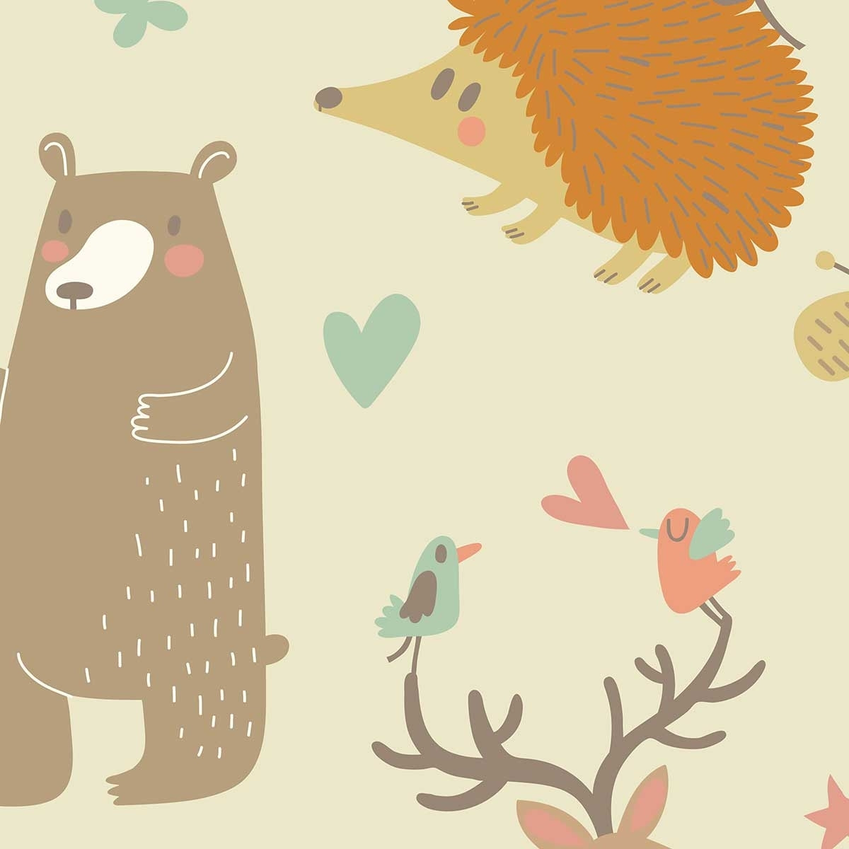 Affiche enfant cute set forest animals Affiche sous cadre noir