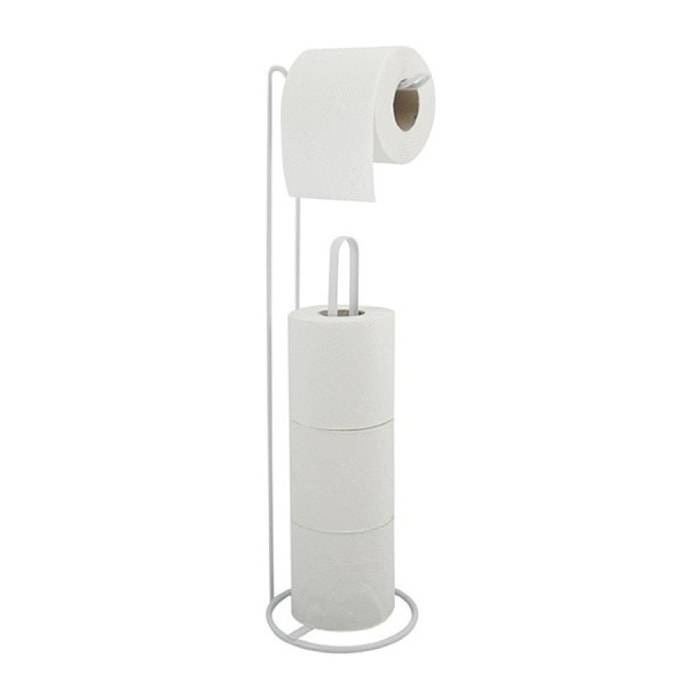 Porte rouleau papier wc sur pied avec réserve AMY Acier Blanc mat MSV