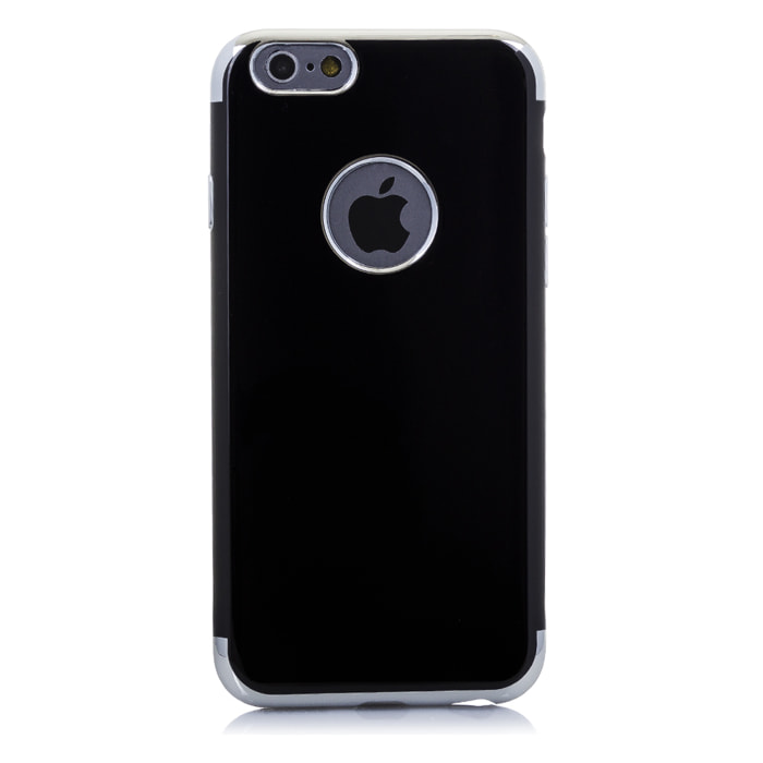 CARCASA EN NEGRO BRILLANTE CON BORDES METALIZADOS PARA IPHONE 6/6S PLUS