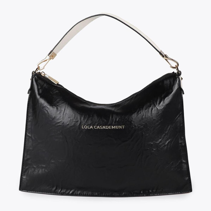 Borsa a tracolla effetto pelle spiegazzata bicolore