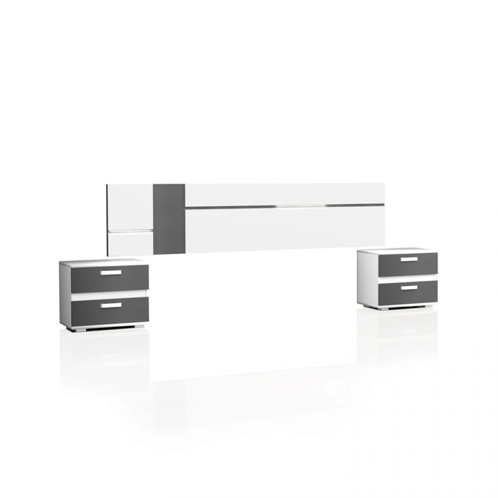 Cabecero con mesitas Ataneq Air Blanco - Grafito