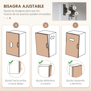 Alacena de Cocina Mueble Auxiliar de Cocina Armario de Cocina con 3 Puertas de Vidrio Compartimento Abierto 2 Cajones y Estantes Ajustables 100x40x180 cm Blanco