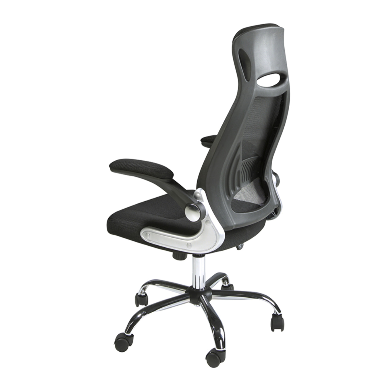 Silla Angel Cerdá oficina giratoria con asiento y respaldo tapizado en tela negra 66x62x117cm