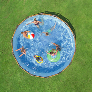 Bestway Piscine hors sol tubulaire ronde Bestway Steel Pro Max 427 x 107 cm Splashview décor bois