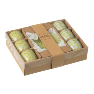 J-Line tasse + sous-tasse - céramique - vert - boîte de 6