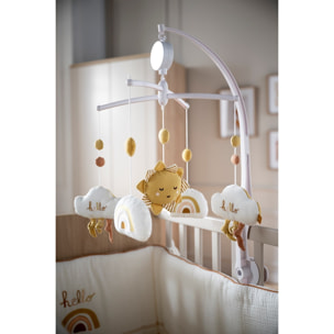 Mobile musical en coton blanc