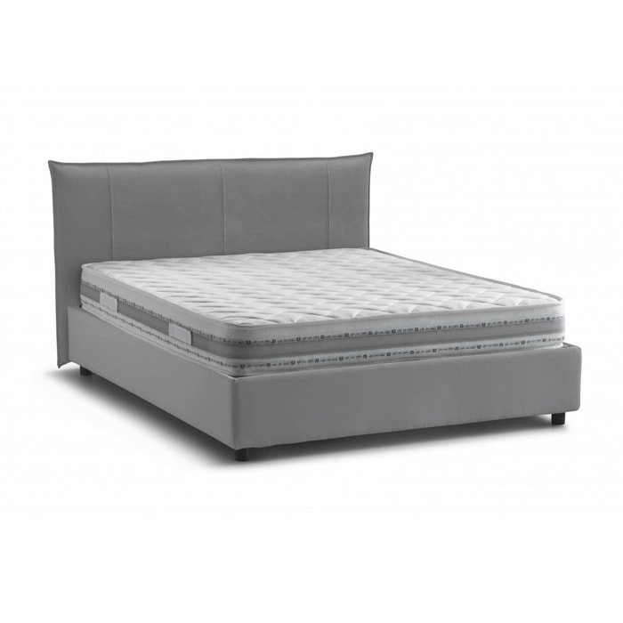 Letto matrimoniale Almond, Letto contenitore con rivestimento in tessuto, 100% Made in Italy, Apertura frontale, con materasso 160x190 Cm incluso, Grigio