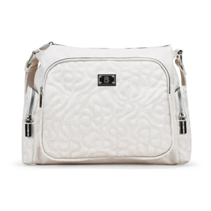 Bolso bandolera beige con bolsillos y cremallera