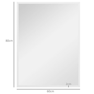 Miroir mural rectangulaire dim. 60L x 80H cm MDF blanc