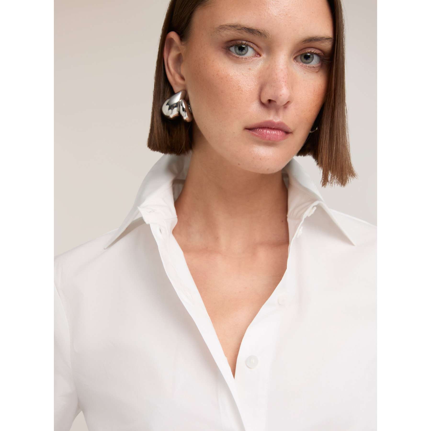 Motivi - Camisa boxy de popelín - Blanco