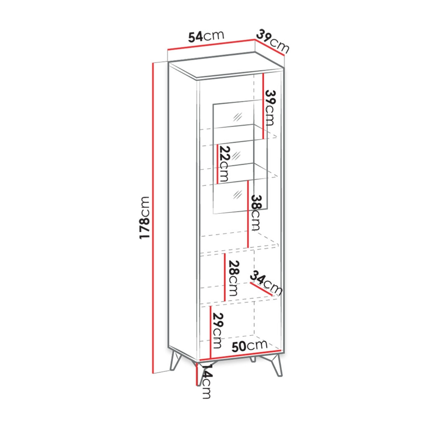 Peter - vitrine - bois et noir - 54x178 cm - style industriel - Bois / Noir