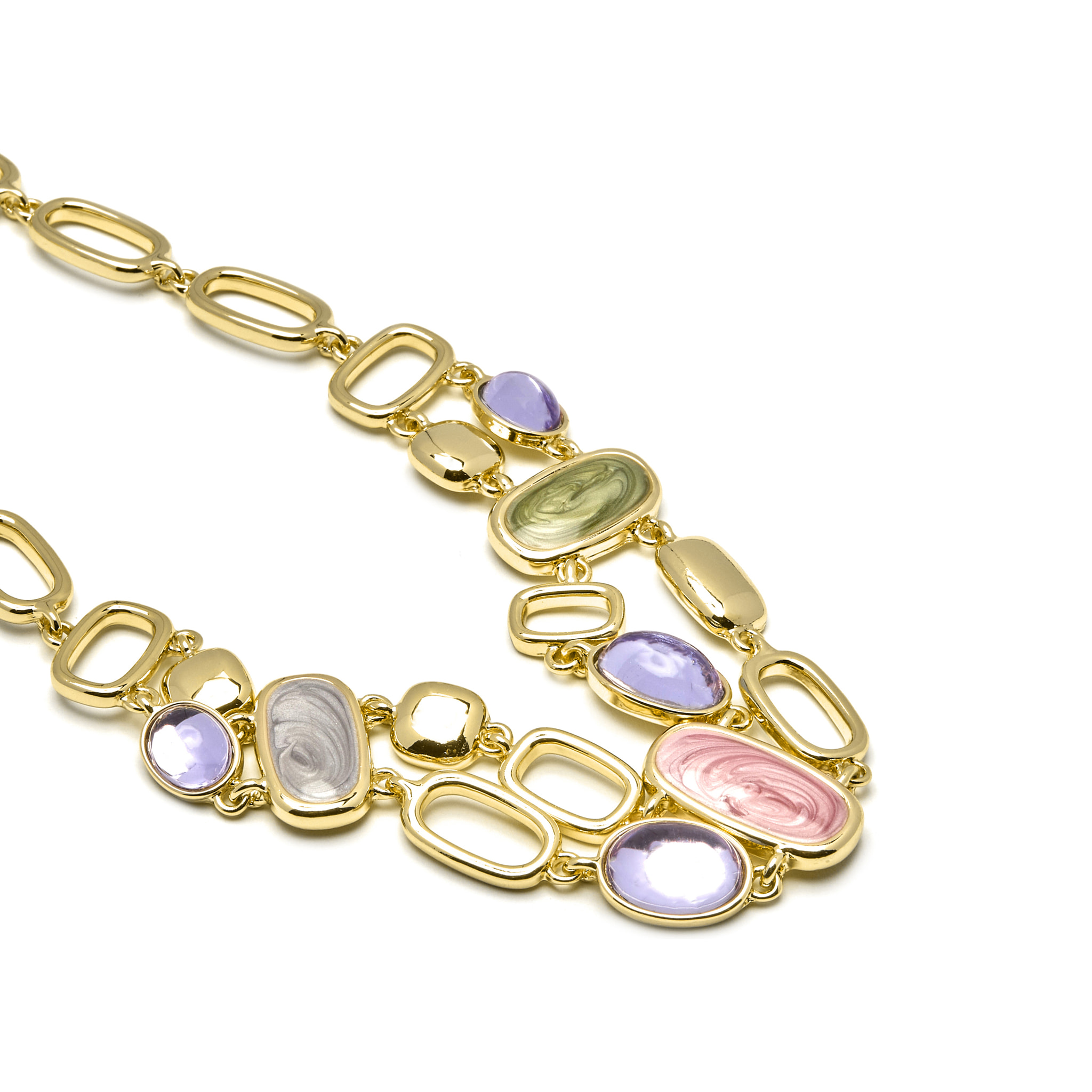 Collar con Lacado Multicolor acabado oro 18k