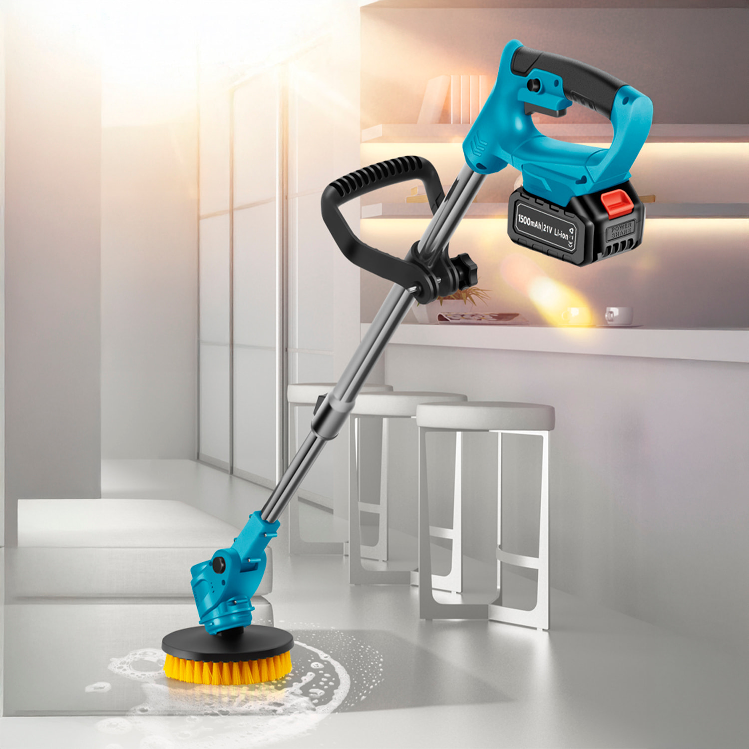 Spazzola per la pulizia elettrica con 3 testine e altezza regolabile.