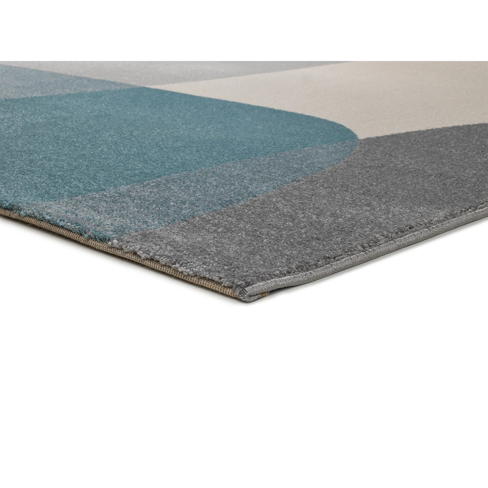 MONIC Alfombra con formas en crema, mostaza y azul, varias medidas disponibles