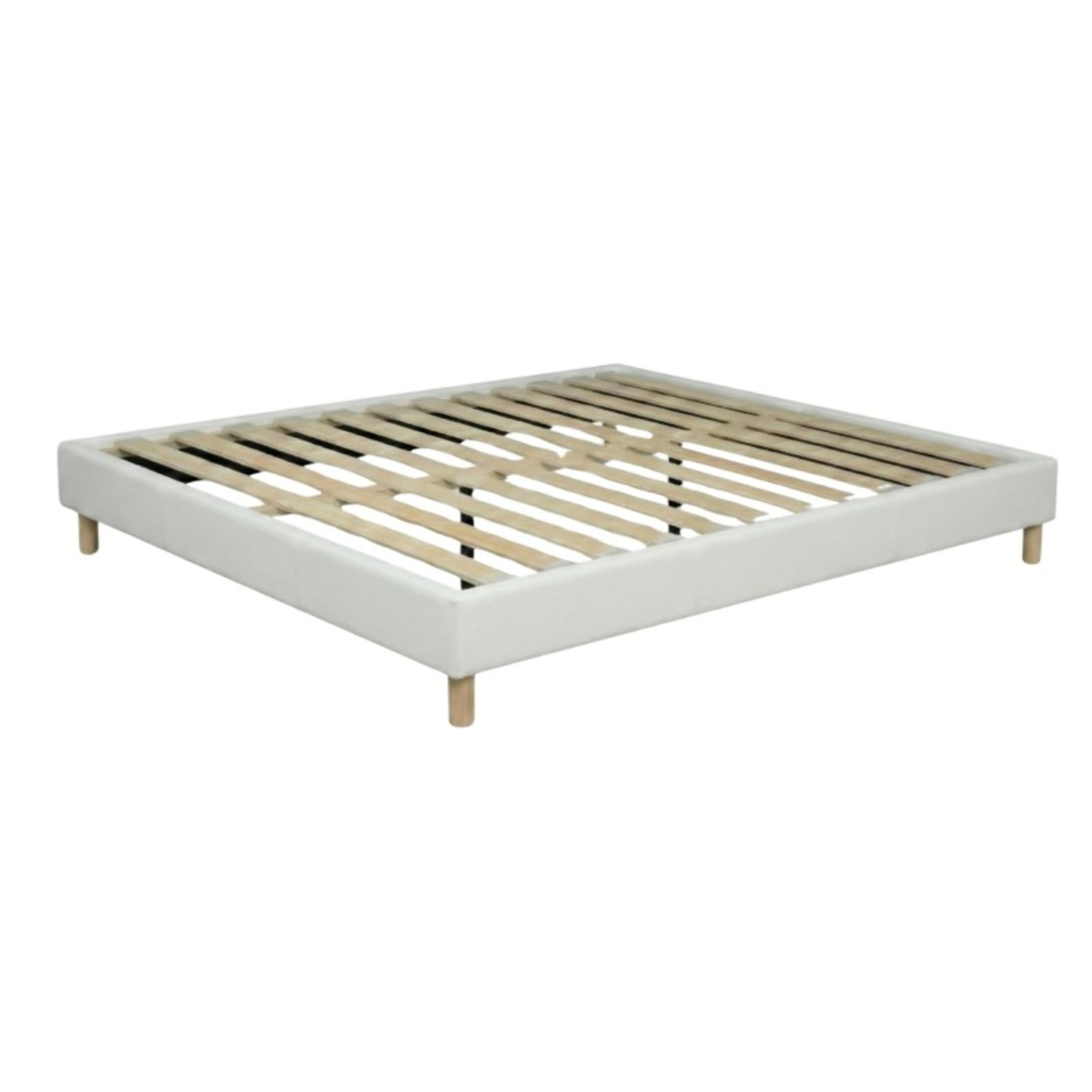 Lit Cancun | Cadre à lattes | Robustesse et confort | Montage simple rapide | Simili cuir | Blanc