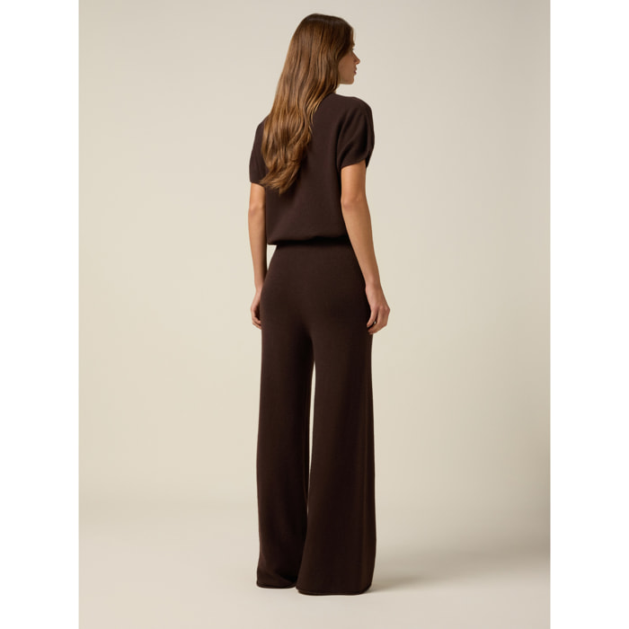 Oltre - Pantalones palazzo de punto - Marrón