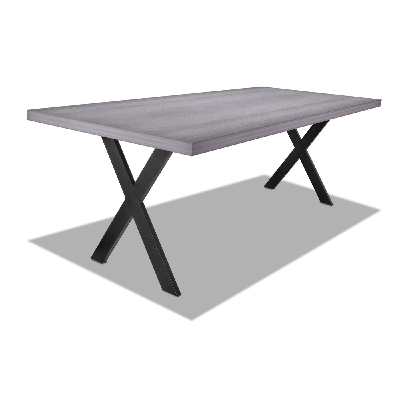 Tavolo da pranzo in legno e metallo con piedi a X neri - 220x100 cm