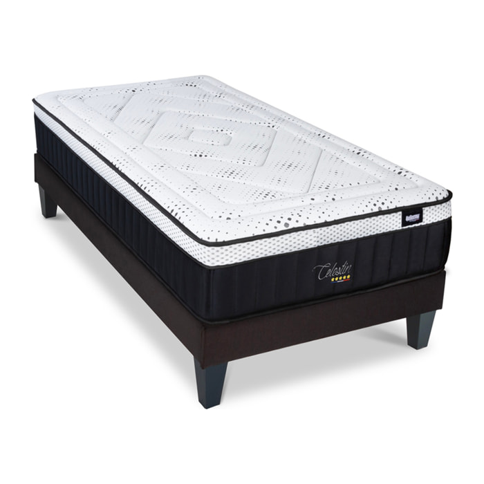 Ensemble Matelas Célestin & Sommier KIT15, 29 cm, Mémoire de Forme et Mousse Supersoft, Technologie tri-Lattes, Soutien Ferme