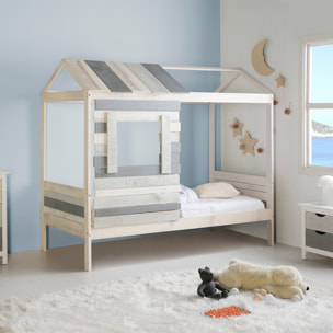 Lit cabane enfant rustique en bois - SUE