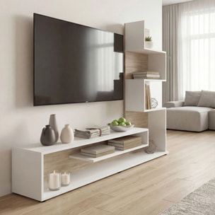 Mueble de salón Moobi en color blanco artik roble canadian y medidas 160 x 124 cm Blanco Artik (Blanco Mate) - Roble Canadian