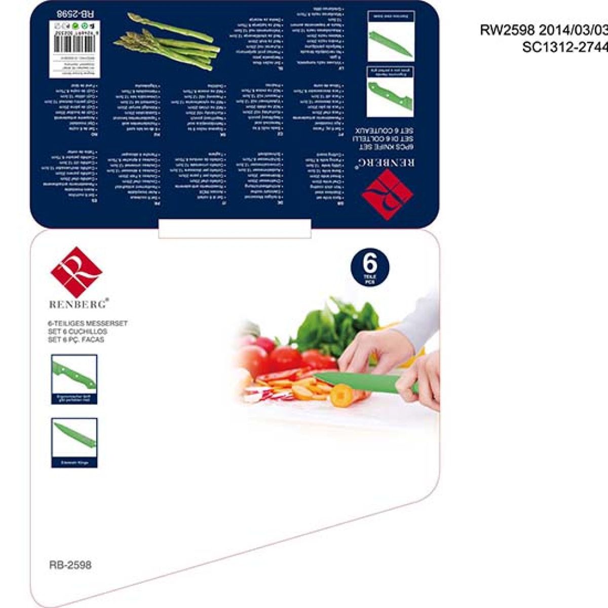 SET CUCHILLOS 6 PIEZAS INOXIDABLE ROJO - RENBERG