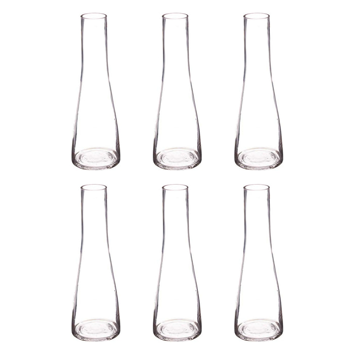 Pack 6 floreros de cristal con base ancha