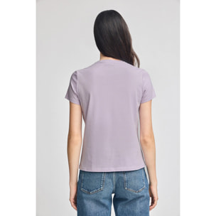 Camiseta lavanda de cuello redondo con bordado Rigby Go